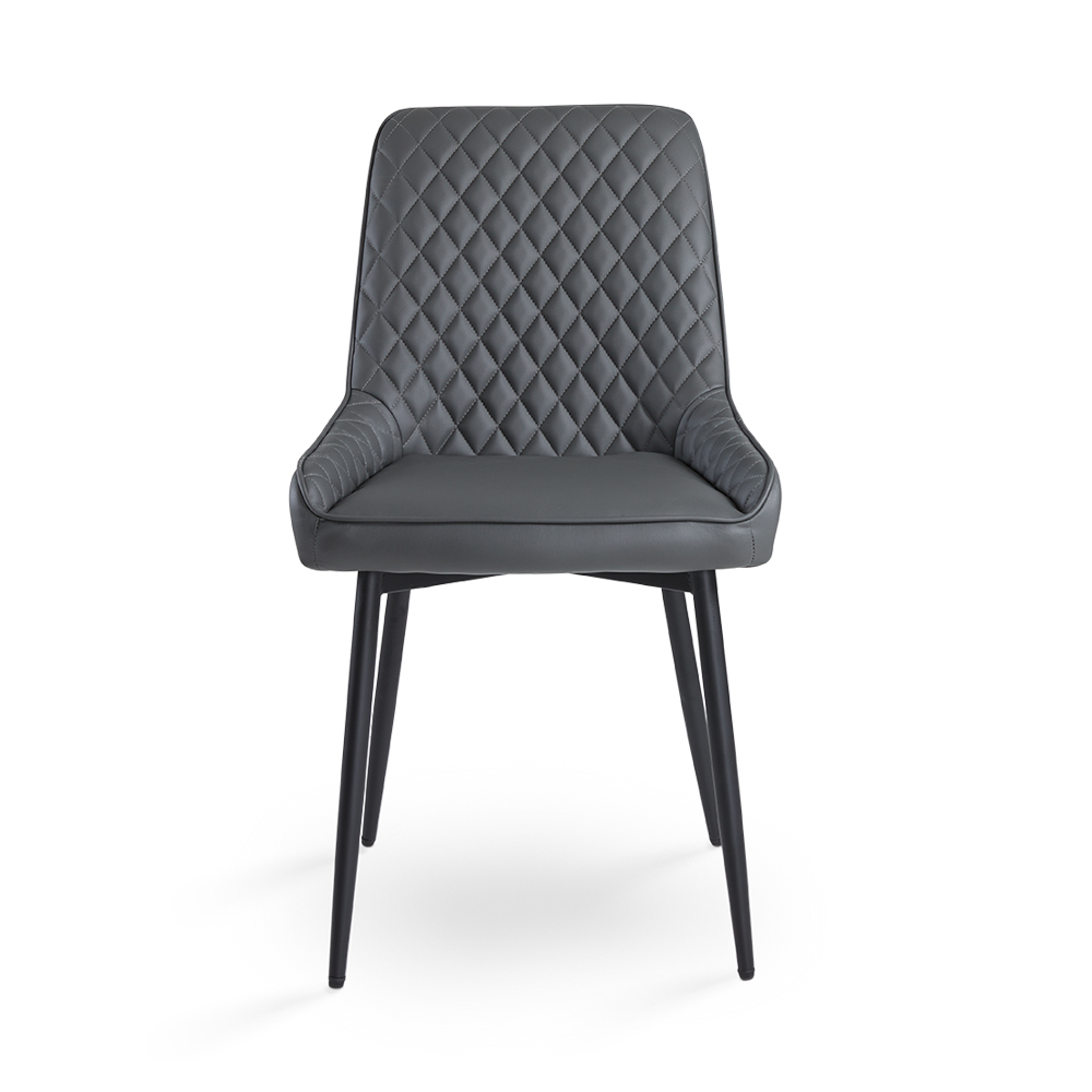 Emily Dining Chair : Dark Grey Leatherette Black Legs